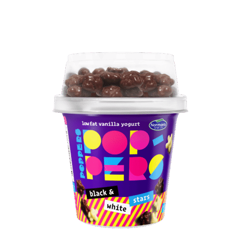 Poppers Black & White Stars Lowfat Vanilla Yogurt