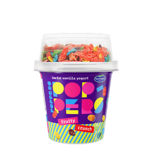 Poppers Fruity Crunch Lowfat Vanilla Yogurt